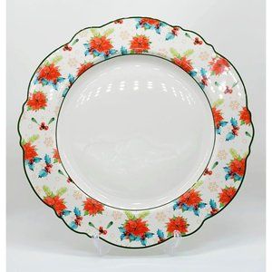 Eileen’s Reserve Poinsettia Holly Snowflakes Christmas Plate 10.5” Winter Gift